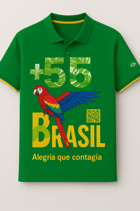 Brasil en el corazón – Polo con Estilo Cultural | 100% Algodón